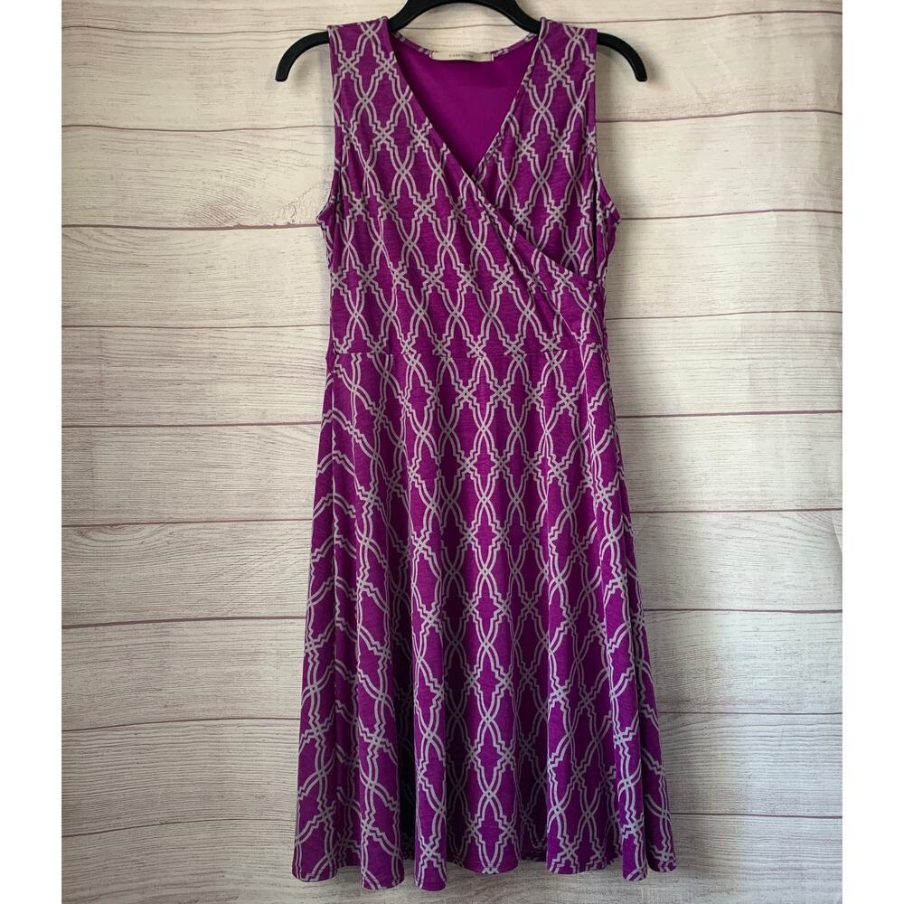 41 Hawthorn Purple and Gray Sleeveless Dress Geometric Print Faux Wrap Size M